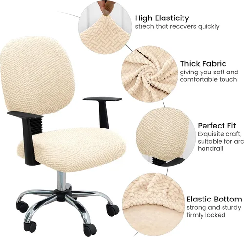 Miniatura 3 de MIFXIN - Fundas elásticas para silla de oficina de Jacquard, 2 piezas para sillas de escritorio o de la computadora, protector universal