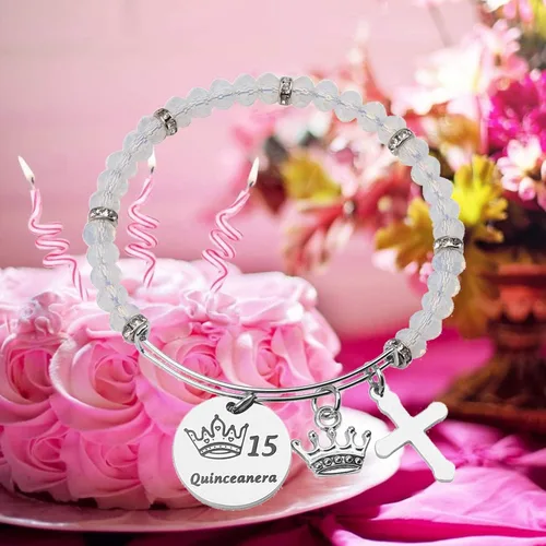 Miniatura 5 de FEELMEM Pulsera con cuentas para niña dulce 15, regalo de quinceañera, regalo de quinceañera, fiesta de cumpleaños 15, regalos para ella