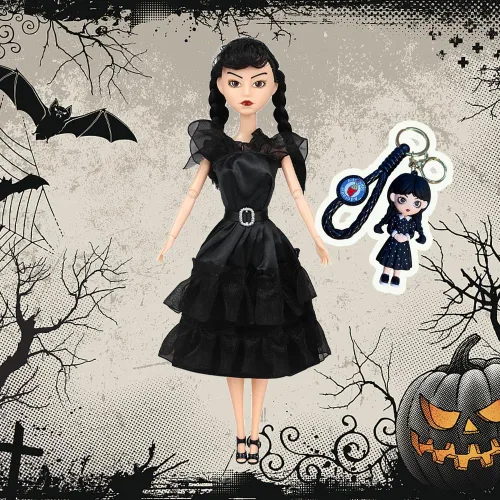 Miniatura 3 de Dumwick Muñeca Adams de 11.5" con Caja de Regalo, Tacones Altos, Vestido Negro y Cabello, Regalo de Juguetes Perfecto para Navidad y Cumpleaños