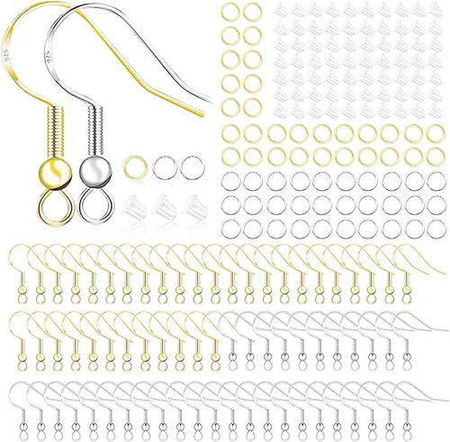 Miniatura 9 de Ganchos chapados en plata de ley 925, 150 piezas/75 pares, ganchos de pez, 500 piezas hipoalergénicas para hacer aretes con anillos de salto
