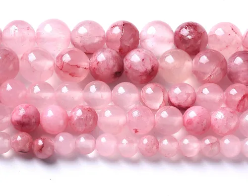 Miniatura 40 de 36 cuentas de calcedonia de jade rojo natural de 25/64 pulgadas (0.394 in), redondas sueltas, piedras preciosas energéticas curativas, para hacer