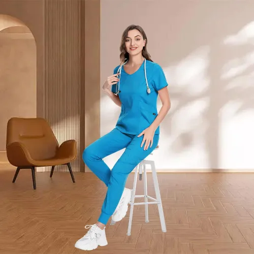 Miniatura 39 de niaahinn Conjunto de uniformes médicos para mujer, uniformes de enfermería, cuello en V clásico y pantalones quirúrgicos para correr