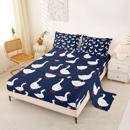 Miniatura 31 de Erosebridal Juego de sábanas para niños y niñas, diseño de pato amarillo, diseño de patos de dibujos animados, juego de ropa de cama de granja