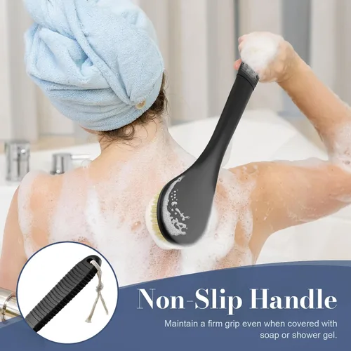 Miniatura 2 de Limpiador de espalda para ducha, cepillo corporal de ducha para limpieza con mango largo para ducha, limpiador de espalda de 17 pulgadas para ducha