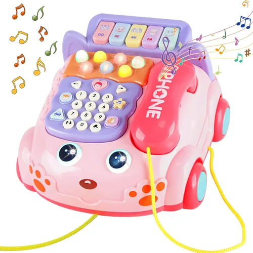 Miniatura 7 de Teléfono de juguete para bebés de dibujos animados Baby Piano Music Light Toy Juguete de regalo para niño y niña, regalo de educación temprana, azul