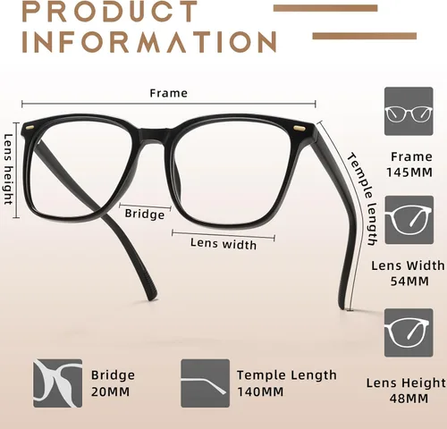 Miniatura 7 de Oversized Square Blue Light Blocking Glasses for Women Men, Anti-Fatigue Computer Monitor Glasses Reduce Eye Strain