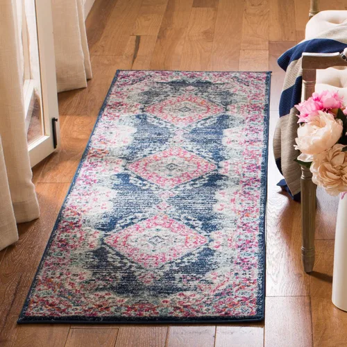 Miniatura 16 de SAFAVIEH Evoke Collection EVK250A - Alfombra de pasillo, 2 pies 2 pulgadas x 7 pies, color crema y fucsia, diseño oriental Shabby chic, no desprende