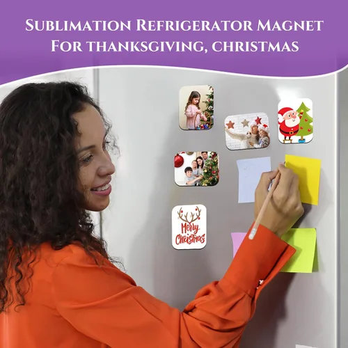 Miniatura 6 de Xuhal Paquete de 96 imanes gruesos de sublimación en blanco para sublimación a granel para refrigerador con 48 piezas en blanco cuadrados más