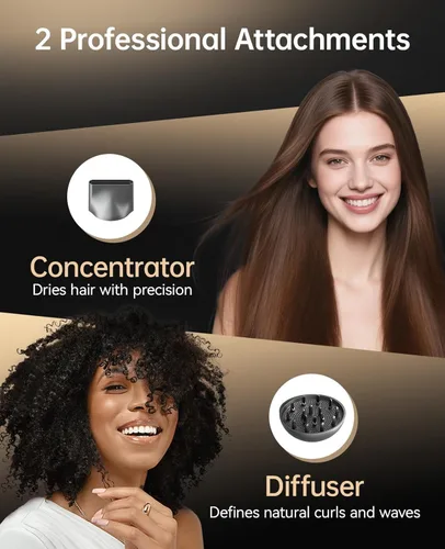 Miniatura 6 de CONFU - Secador de pelo con difusor, secador de pelo para mujer de alta velocidad profesional iónico para secado rápido, secadores de pelo
