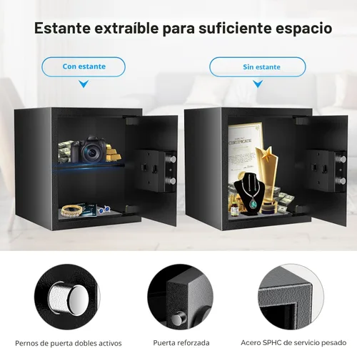 Miniatura 3 de Caja de seguridad Bonsaii, caja de seguridad grande de 1.2 pies cúbicos para documentos, nuevo tipo de cerradura con teclado digital, estante