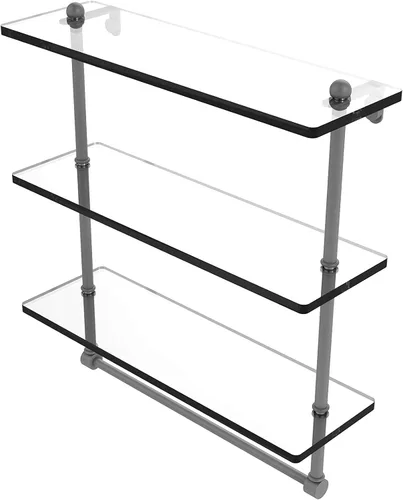 Miniatura 14 de Allied Brass PR-5/16TB Estante de cristal integrado de triple nivel de 16 pulgadas, bronce antiguo