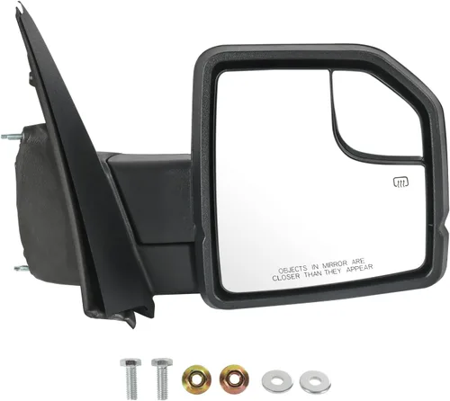 Miniatura 12 de JDMSPEED Espejo retrovisor lateral izquierdo eléctrico con calefacción, señal LED texturizada, negro, izquierdo, LH, compatible con Ford F150