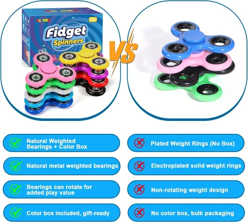 Miniatura 2 de SCIONE Fidget Spinners, paquete de 25 regalos de fiesta de cumpleaños para adultos y niños, juguetes de caja del tesoro para premios de aula