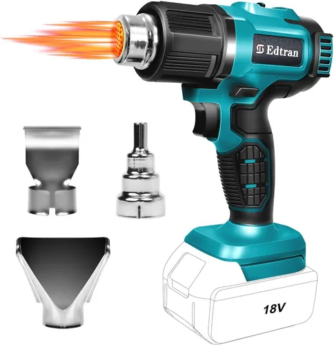 Miniatura 7 de Pistola de calor inalámbrica para batería Makita de 18V, pistola de aire caliente de 350W con calentamiento rápido de 122℉ a 1022℉ con pantalla LCD