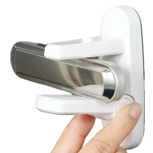 Cerradura de palanca de puerta, blanco lechoso, paquete de 1 | Sin perforación, material ABS, prueba de bebé, fuerte adhesivo 3M