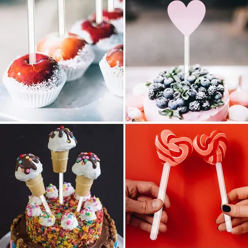 Miniatura 3 de Palitos acrílicos para tartas – Palitos de crema reutilizables para helados y dulces (50 piezas)