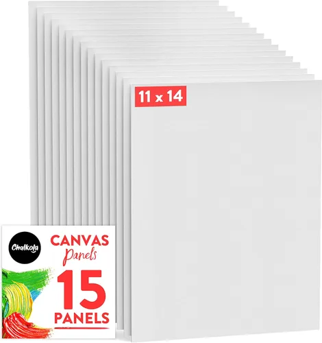 Chalkola Lienzo de 11 x 14 pulgadas para pintar (paquete de 15) | Paneles de lienzo en blanco para pintar acrílico, óleo, acuarela, tableros