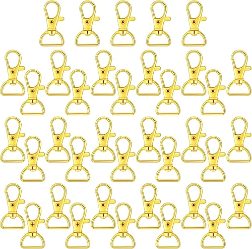 Miniatura 7 de Hotop 35 piezas de cierres giratorios para llavero, gancho de clip de metal de langosta con anillos en D para llavero, bolso, hardware, proyecto