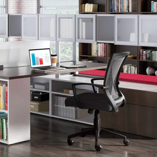 Miniatura 2 de Tuoze Silla ergonómica de malla con respaldo medio para oficina, silla giratoria de escritorio, soporte lumbar, silla de computadora