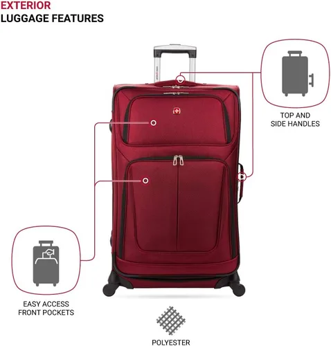 Miniatura 3 de SwissGear - Equipaje suave expandible Sion con ruedas, Borgoña