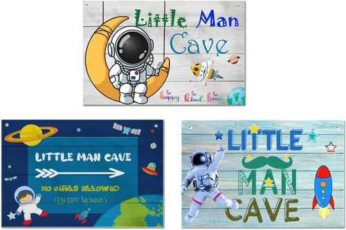Miniatura 8 de JNFEUI Cartel de madera de la cueva del hombre pequeño del espacio de astronauta, decoración de la habitación del bebé, decoración de pared colgante