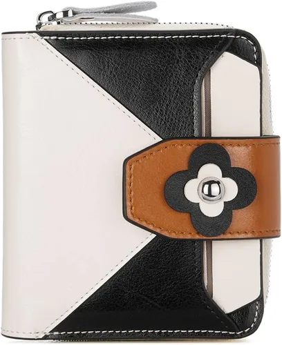 Miniatura 12 de BOSTANTEN - Billetera de cuero para mujer, pequeña, con bloqueo RFID, de dos pliegues, bolsillo con cremallera, tarjetero con ventana para 1-beige