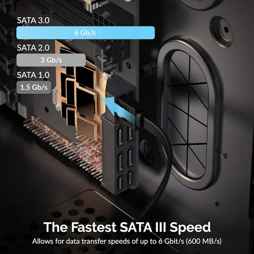 Miniatura 7 de SABRENT Cable de datos SATA III (6 Gbit/s) en ángulo recto con pestillo de bloqueo para unidades HDD/SSD/CD y DVD