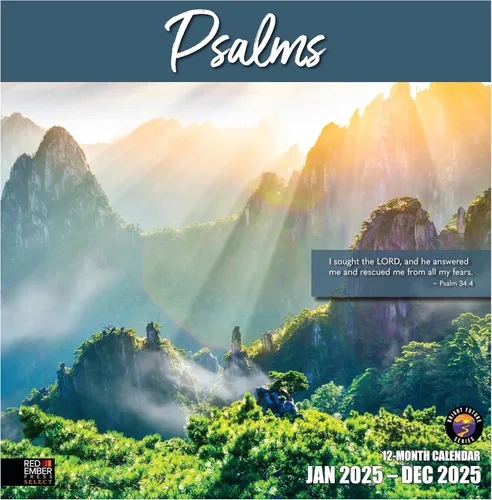 Miniatura 11 de RED EMBER Select - Calendario de pared cristiano 2026 Salmos con versículos de la Biblia 12 meses 12 x 24 pulgadas abierto Papel grueso