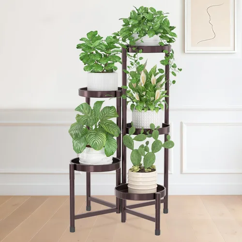 Miniatura 27 de iDavosic.ly Soporte para plantas para interiores y exteriores, estante esquinero de metal de 5 niveles, estante alto plegable para orquídeas