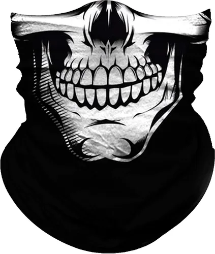 Miniatura 7 de Obacle Bandana máscara facial cuello polaina tubo máscara hombres mujeres para protección solar contra el polvo Bandera de calavera blanca y negra