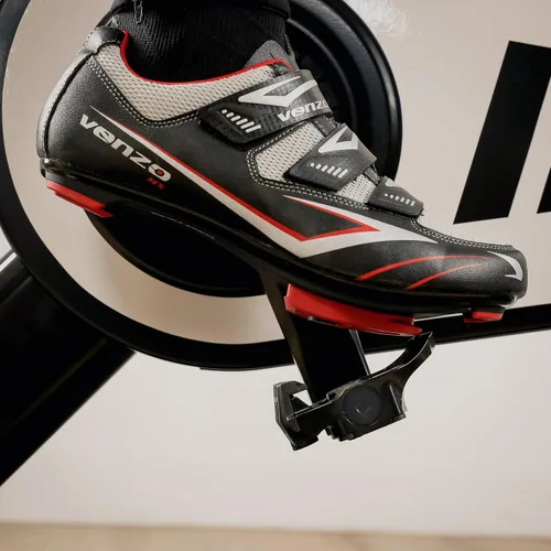 Miniatura 5 de Venzo Zapatos de ciclismo de carretera para hombre, 3 correas, compatibles con Look Delta y Shimano SPD-SL, perfectos para bicicletas de carreras