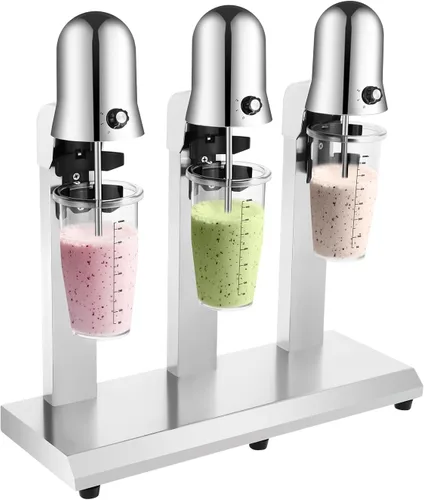 Máquina de batido de leche, máquina de batido de 3 cabezales con 6 tazas, 110 V/60 Hz 18000 rpm máquinas de batido de leche de acero inoxidable,