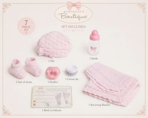 Miniatura 3 de Muñeca bebé "Real Girl" de 15" Anatómicamente correcta JC Toys - La recién nacida Fabricada en España Traje de punto rosa y accesorios