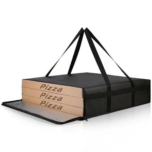 Miniatura 11 de Bodaon Bolsa aislante para entrega de pizza, 20 x 20 x 6 pulgadas, bolsas calentadoras de pizza para llevar calientes, bolsa térmica para catering