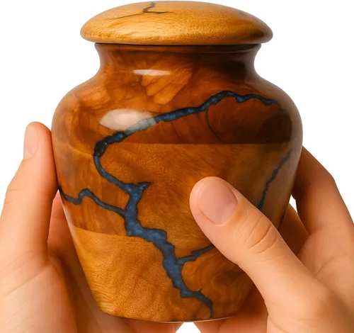 Urna pequeña de recuerdo para cenizas humanas – Mini urna de madera hecha a mano (20 cu pulgadas) para compartir cenizas – Urna conmemorativa