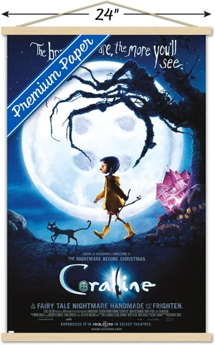 Miniatura 3 de Trends International Coraline - Póster de pared de una hoja Braver, 22.37 x 34.00 pulgadas, paquete de impresión premium y colgador de madera de haya