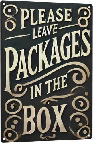 Miniatura 16 de Letrero de metal rústico vintage de 8 x 12 pulgadas – Please Leave Packages Here with Finger Flecha Retro Advertencia, Cita, Decoración de pared