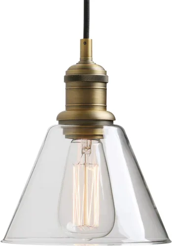 Miniatura 10 de Yosoan Lámpara colgante Edison vintage de 1 luz, mini embudo acampanado de vidrio transparente para cocina, baño, porche, sala de estar, comedor