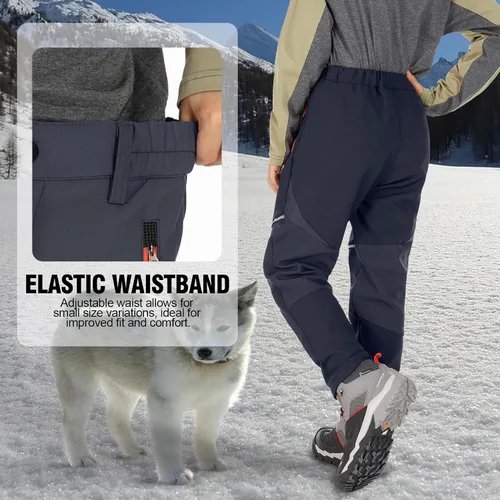 Miniatura 2 de Toomett Pantalones cargo de nieve para niños, niñas y niños al aire libre con forro polar suave Shell senderismo pesca esquí pantalones aislados