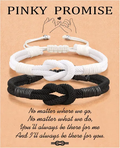 Miniatura 8 de Eryuor Pinky - Pulseras de nudo de promesa, regalos para parejas, Navidad, aniversario, día de San Valentín, regalos para hombres, mujeres, novio