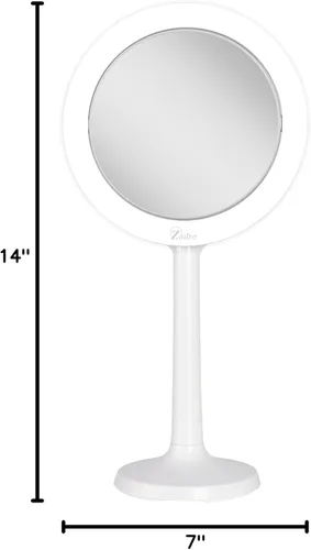 Miniatura 10 de Zadro Espejo de maquillaje iluminado de 7 pulgadas con aumento 8X/1X ventosa espejo de maquillaje montado en la pared Espejo de viaje LED de 3 Blanco