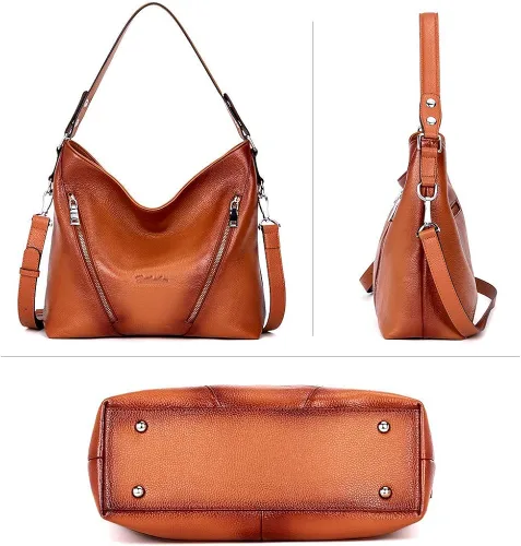 Miniatura 3 de BOSTANTEN Bolso de mano de cuero para mujer, bolso de mano grande de diseño tipo hobo y cartera de cuero para mujer, con bloqueo RFID, pequeño