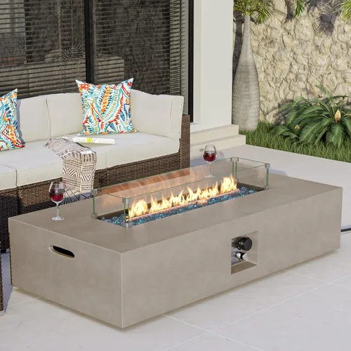 Miniatura 13 de COSIEST Mesa de café con fogata a propano para exteriores con base redonda de 40.5 pulgadas en bronce oscuro, calefactor de patio certificado