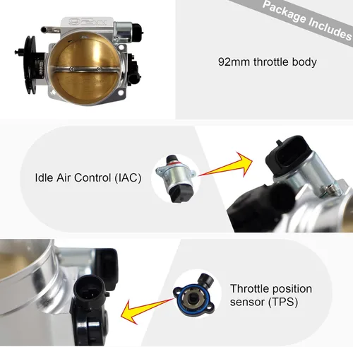 Miniatura 4 de Cuerpo del acelerador de 92 mm de 4 pernos para LS1 LS2 LS3 LS6 LS7 LSX accionamiento por cable con sensores de posición del acelerador TPS IAC