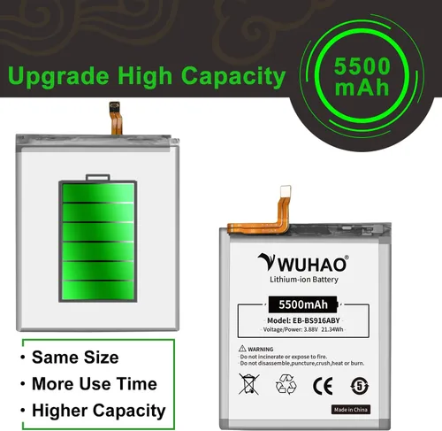 Miniatura 4 de WUHAO Batería de repuesto para Samsung Galaxy S23+ Plus EB-BS916ABY Batería de repuesto actualizada para Galaxy S23+ Plus SM-S916B SM-S916N SM-S916U