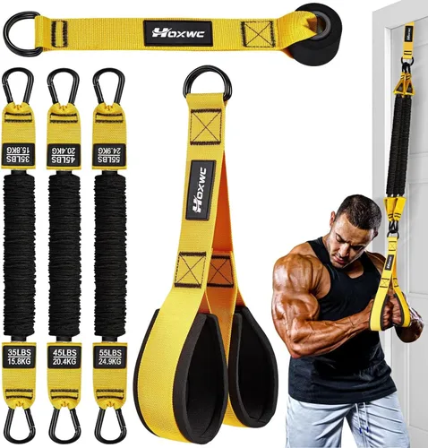 HOXWC Resistance Bands with Handles, Exercise Bands with Door Anchor for Working Out, Home Gym Workout Equipment for Push Downs, Tricep, Biceps,