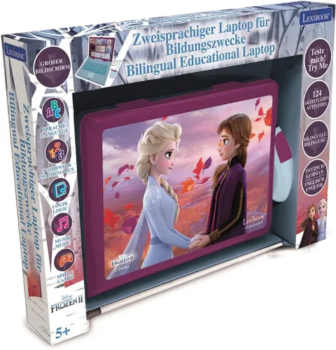 Miniatura 5 de Lexibook Disney Frozen 2 - Portátil educativo y bilingüe alemán/inglés - Juguete para niñas con 124 actividades para aprender, jugar juegos y música