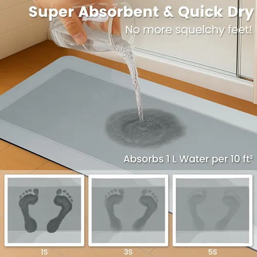 Miniatura 2 de ArtyCozy Tapete de baño súper absorbente, resistente a las manchas, antideslizante, con parte trasera de goma, delgado, de fácil cuidado, para baño