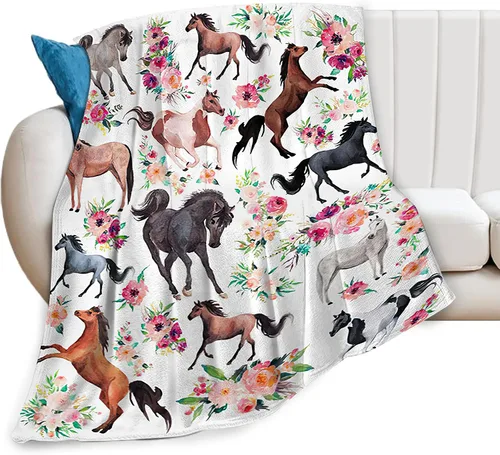 Miniatura 23 de Manta de caballos, manta de caballos, regalos para niñas, mujeres, niños y adultos, súper suave y acogedora, manta de forro polar mullido, Caballo