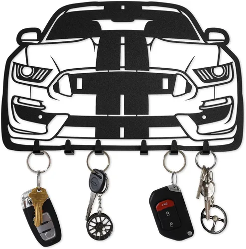 Miniatura 10 de MOOH Llavero de metal para automóvil con 6 ganchos, decoración única de pared para hombres y mujeres, decoración de cueva de hombre genial